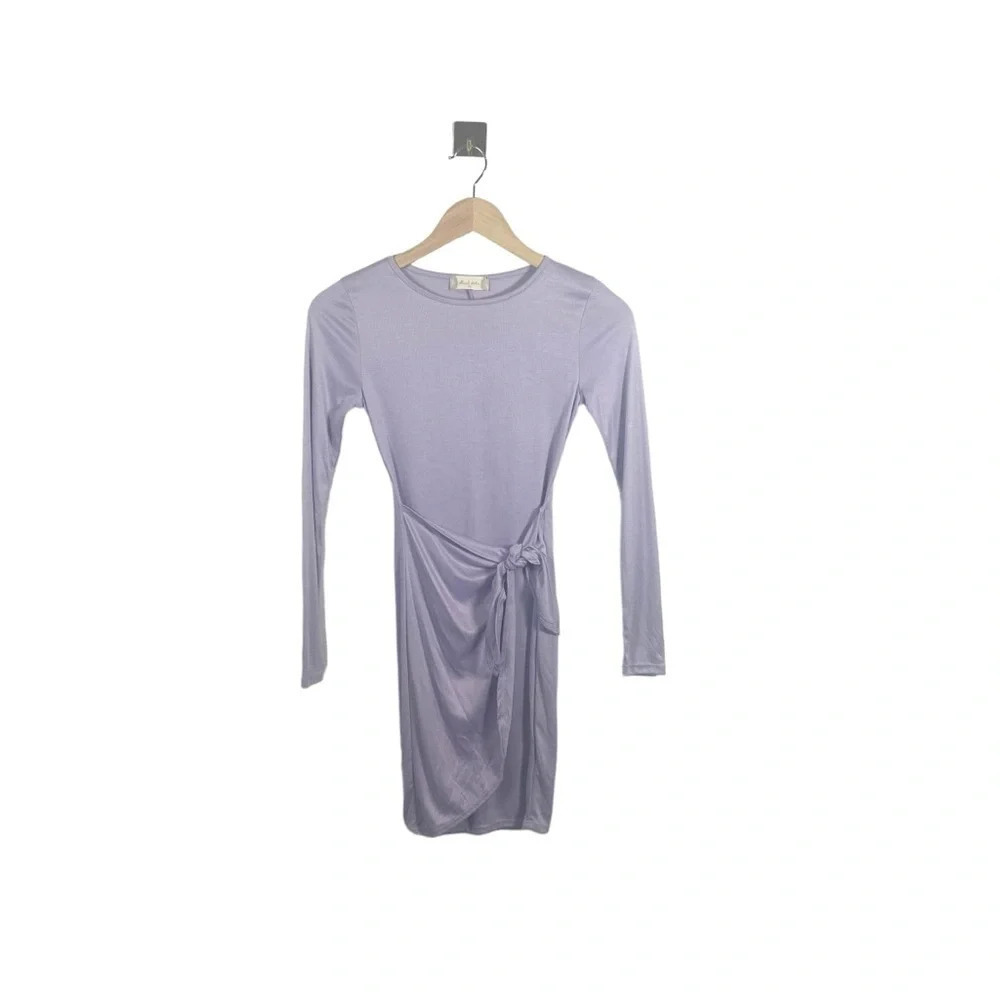 NWT Altar'd State Tatia Faux Wrap Ribbed Bodycon Mini Dress Lavender XS